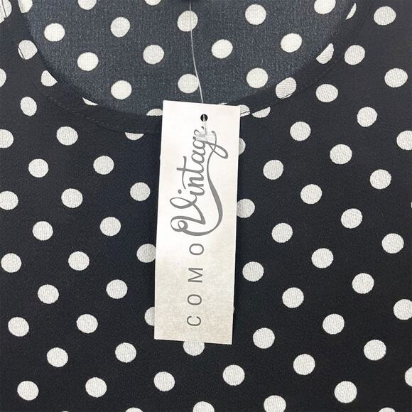 Como Vintage Polka Dot Top Size S Black White Peplum Retro Classic Summer - Picture 11 of 14